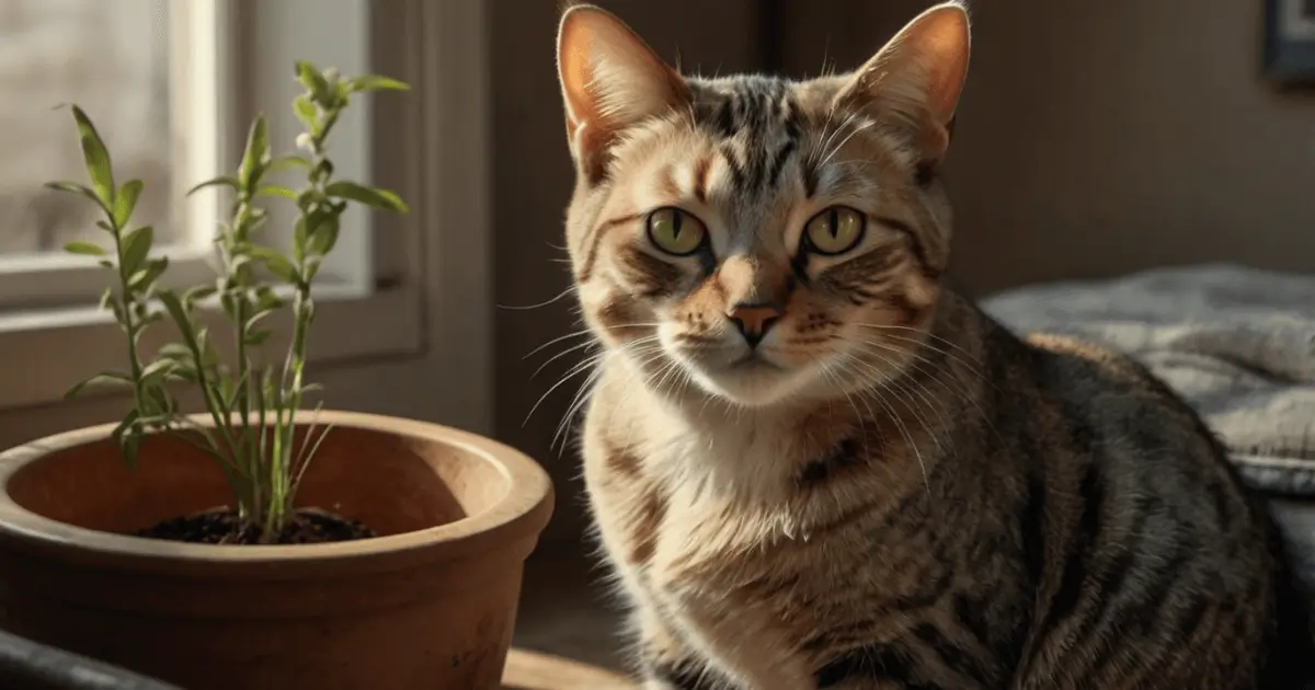 Katze Grashalm im Rachen